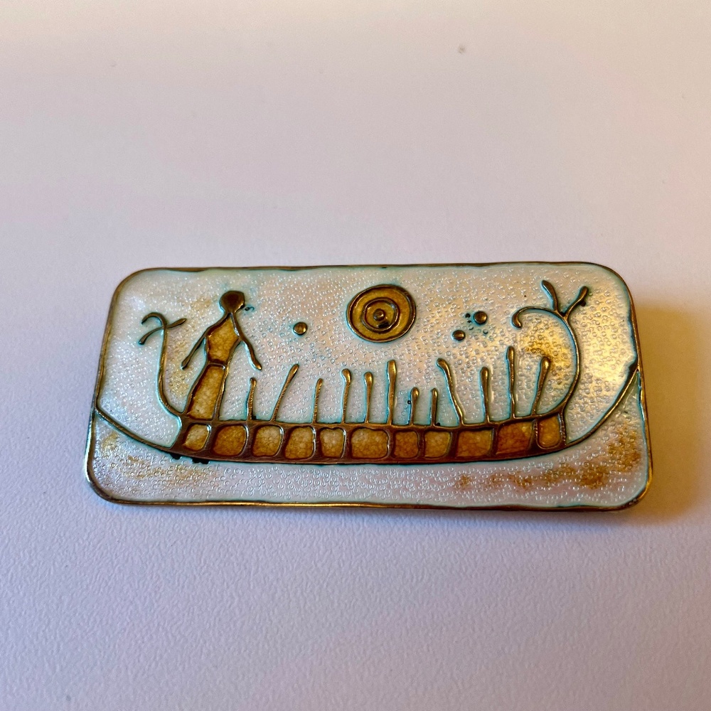 David Anderson Sterling Silver Enamel Rock  Brooch